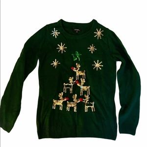 🔴 Green Reindeer Ugly Christmas Sweater